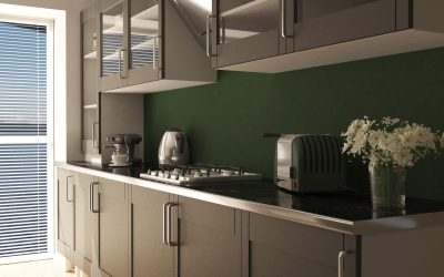 3D render of a contemporary kitchen interior
